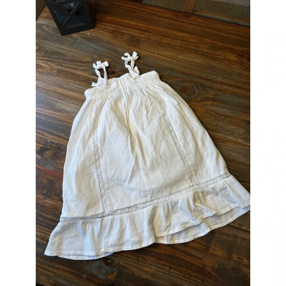 Gap Kids White‎ Cotton Gauze Lace Trimmed Sundress with Tie Straps Size 4